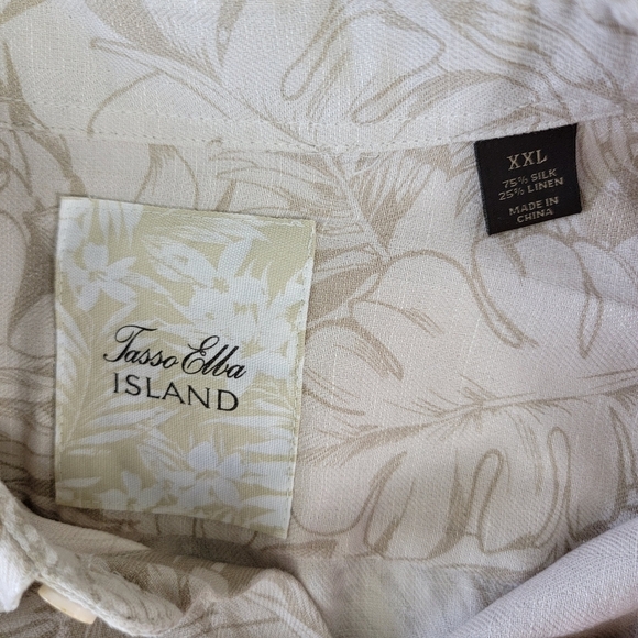 Tasso Elba Island Silk Linen Hawaiian Button Down Shirt Tropical Size XXL - Picture 5 of 8